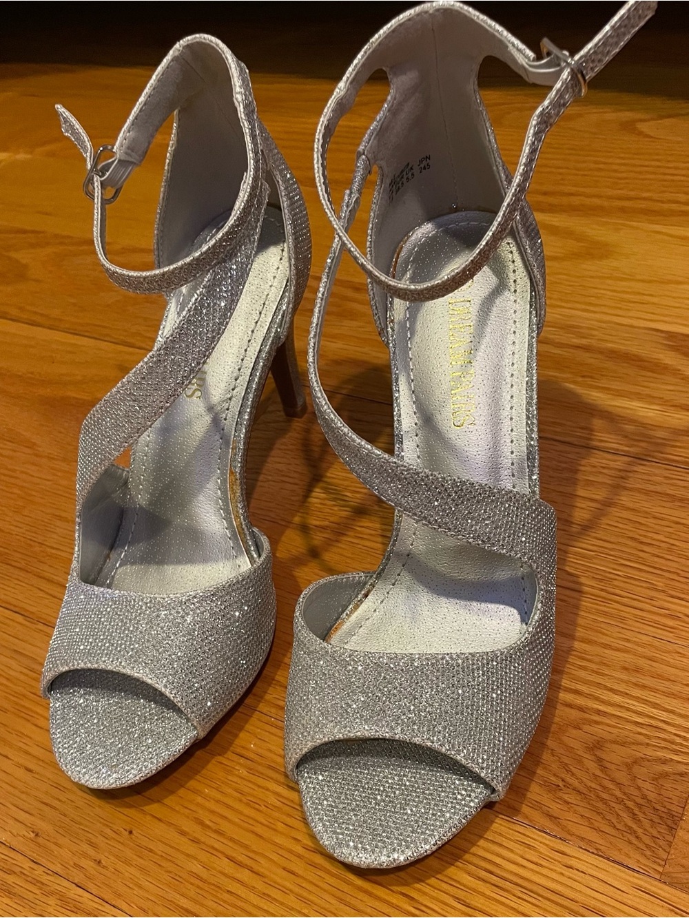 Dream Pairs Silver Glitter Strappy High Heel Sandals